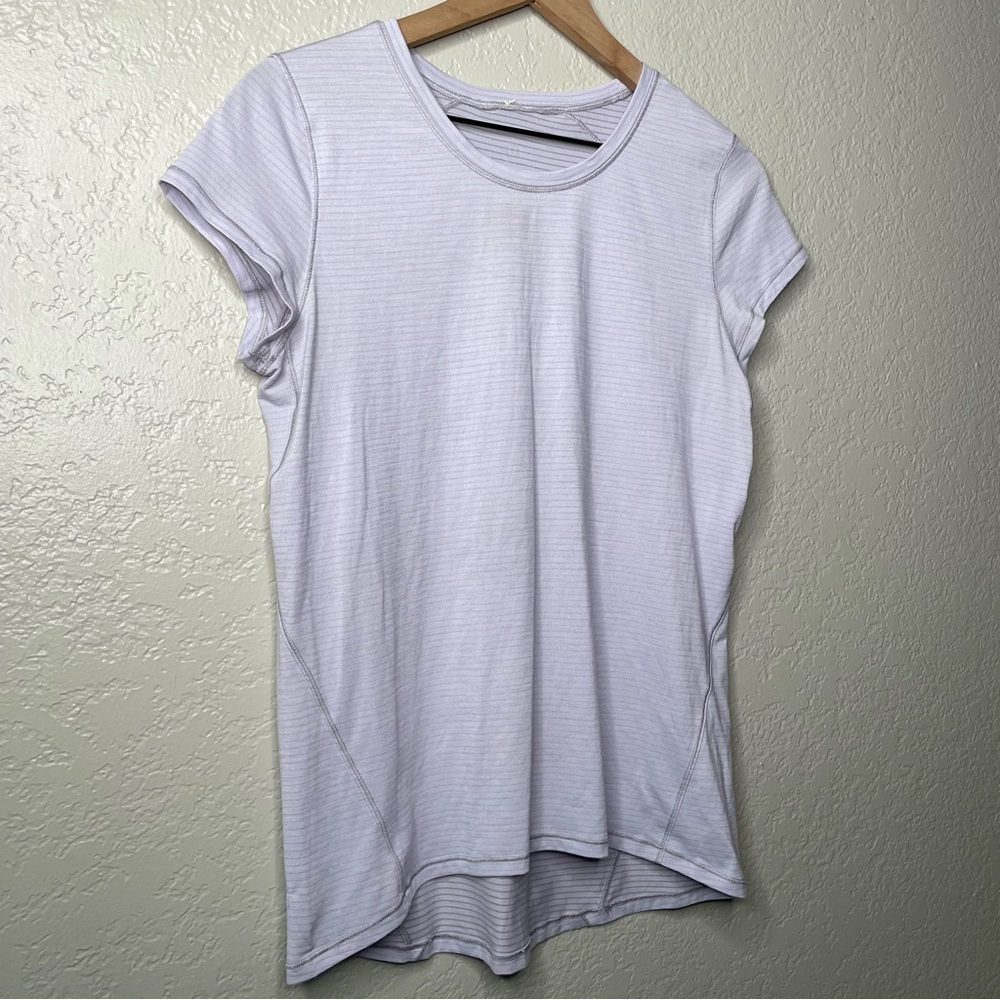 Lululemon Another Mile Short Sleeve Heathered Sheer Lilac Workout Top - Picture 6 of 12